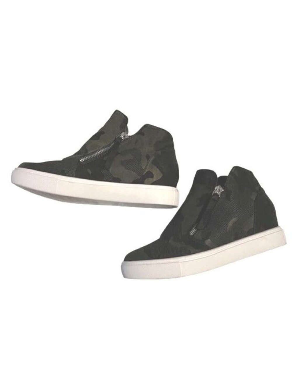 Steve Madden Caiber Olive Green Camo Pattern Zipper Ankle Boots Size 7.5